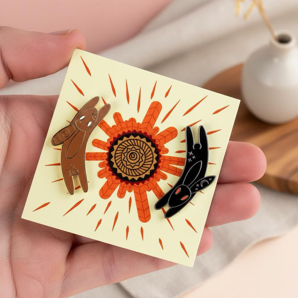 Inlé & El-Ahrairah, literary enamel pin