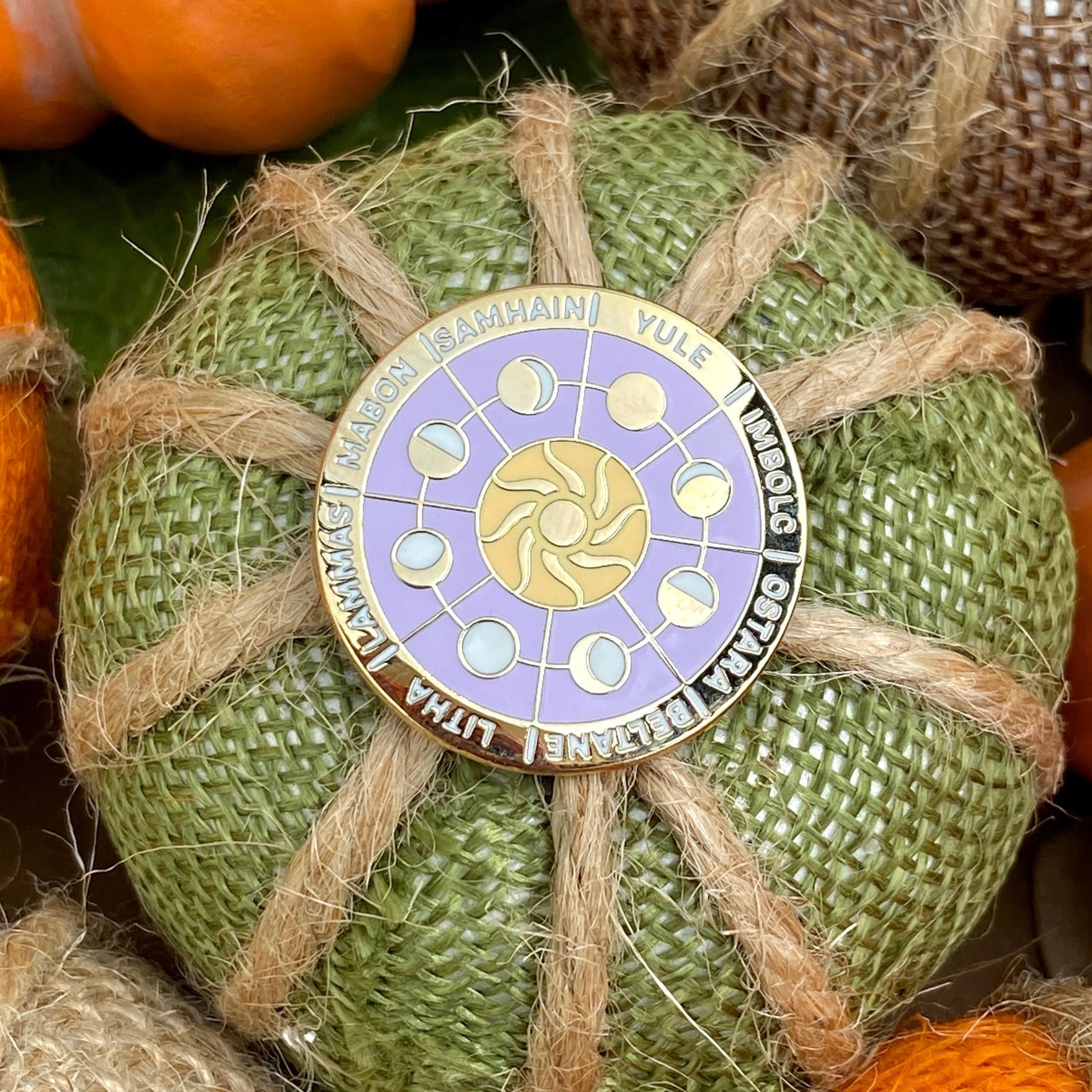 Wheel of the Year: Gold (Second), witchy enamel pin