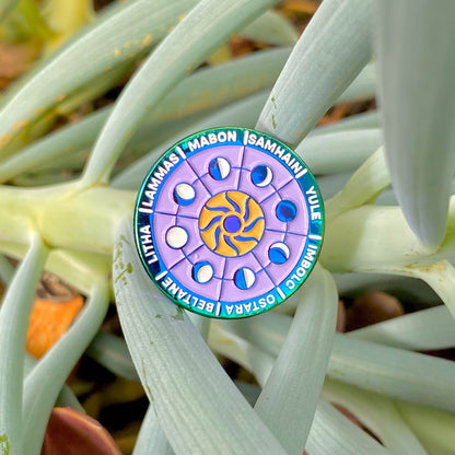 Wheel of the Year: Gold, witchy enamel pin