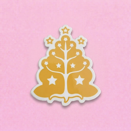 White Tree Emblem sticker, gold tree with stars and a white outline