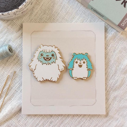 Yeti & Friend Set, kawaii enamel pin