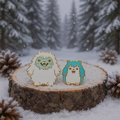 Yeti & Friend Set, kawaii enamel pin