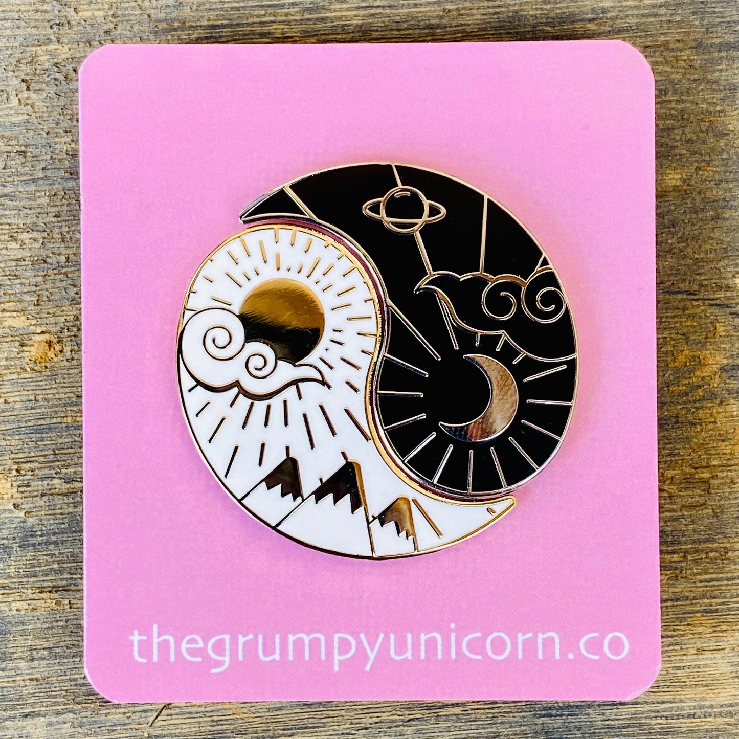 Night & Day Yin Yang Set, witchy enamel pin