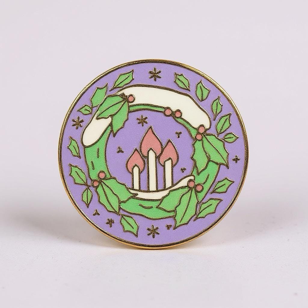 Yule Christmas, witchy enamel pin