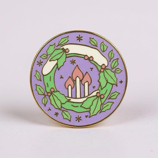 Yule Christmas, witchy enamel pin