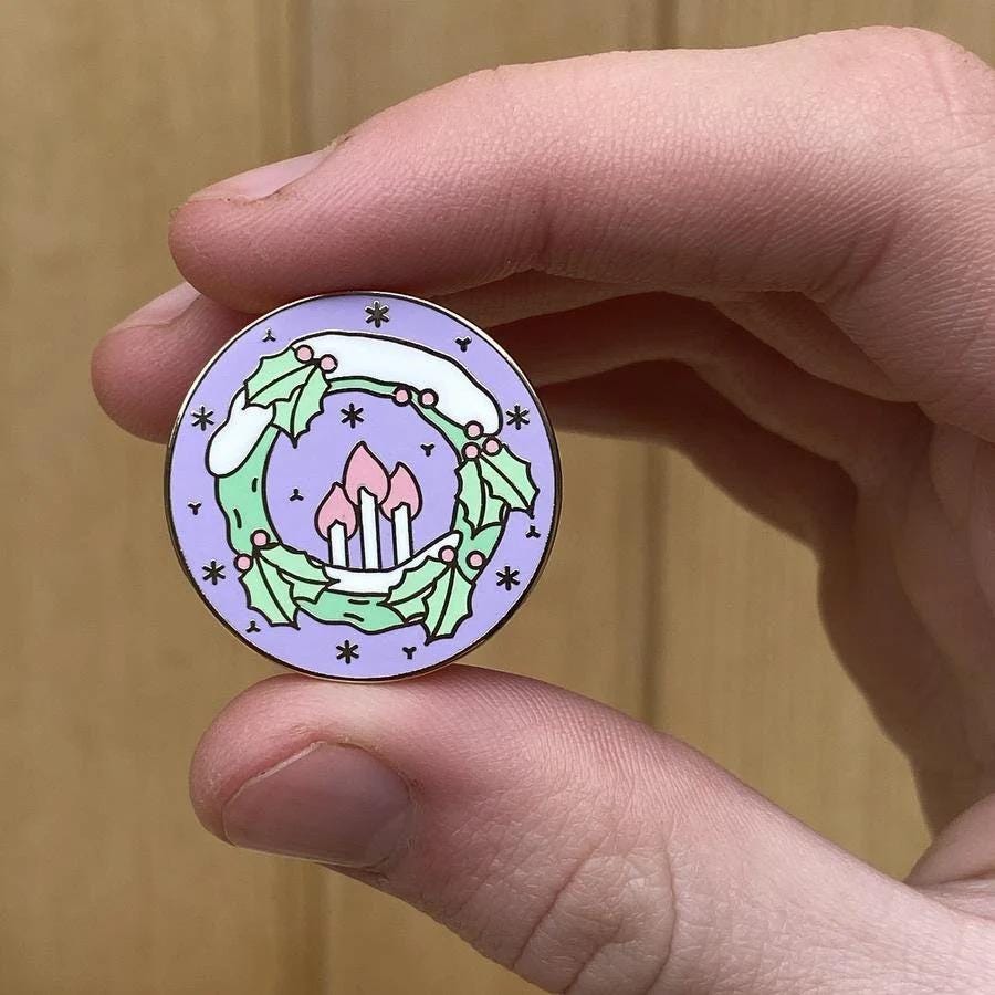 Yule Christmas, witchy enamel pin