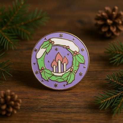 Yule Christmas, witchy enamel pin
